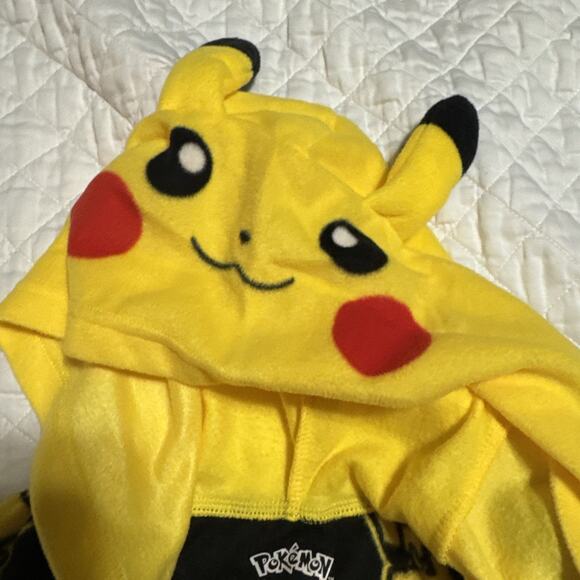 Pokemon Pikachu One Piece Pajama Outfit Youth XS (6/7) S Black Hooded - Picture 4 of 8